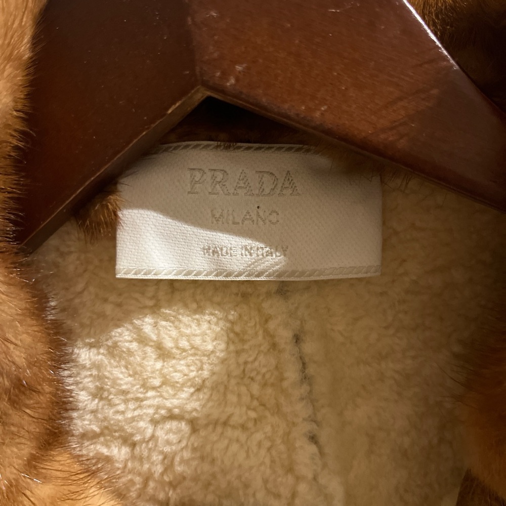 Prada Brown Fall Winter 2004 Mink Fur-Trimmed Leather Shearling Coat - Picture 3 of 9